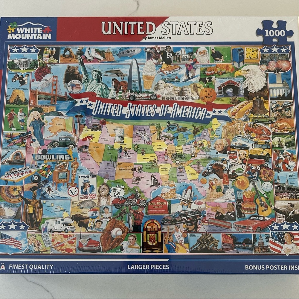 NEW White Mountain United States Picture Map  1000 Piece Puzzle